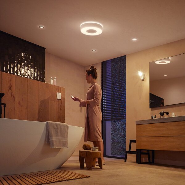 Philips Hue Xamento LED stropna svetilka bela 38cm, zatemnjen, Bela, Kopalnica, Kovina, Sodobni