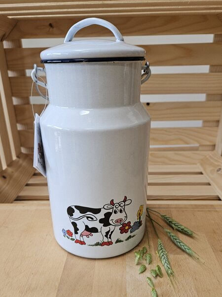 Kanglica za mleko bela z motivom kravice 3l