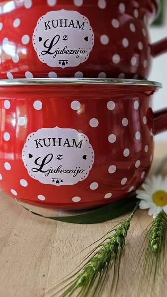 Komplet emajlirane posode Kuham z ljubeznijo 3-delni