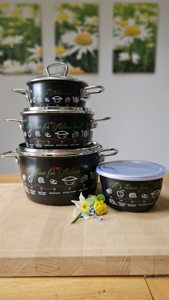 Komplet emajlirane posode Italian food 4-delni