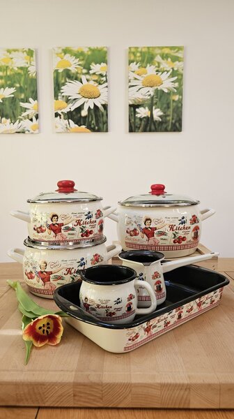 Komplet emajlirane posode Kitchen 6-delni