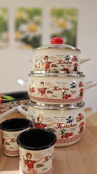 Komplet emajlirane posode Kitchen 7-delni
