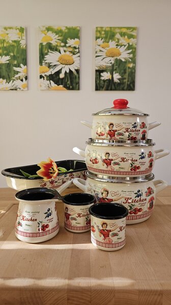 Komplet emajlirane posode Kitchen 7-delni
