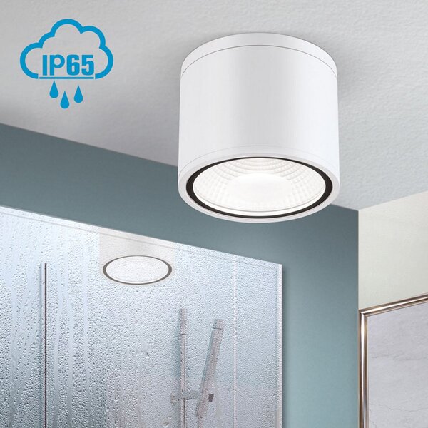 ORION LED stropni reflektor Sputnik IP65 Ø 14,5 cm bela, Bela, Kopalnica, Kovina, Sodobni, Zunanji reflektorji / zemeljski trn