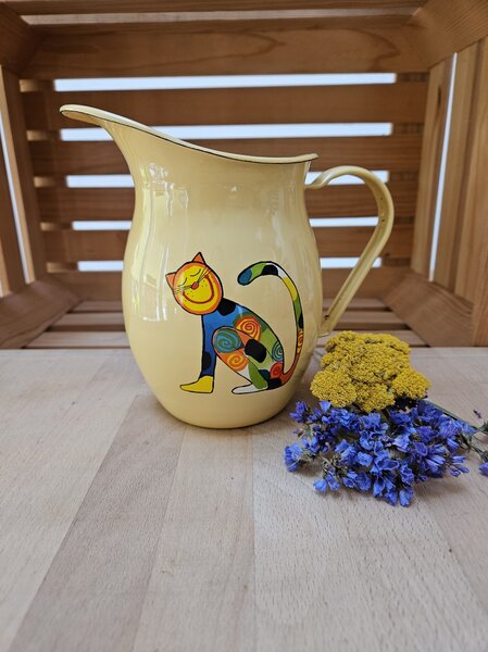 Vrč emajliran Smaltum rumen z muckom 1,2 l