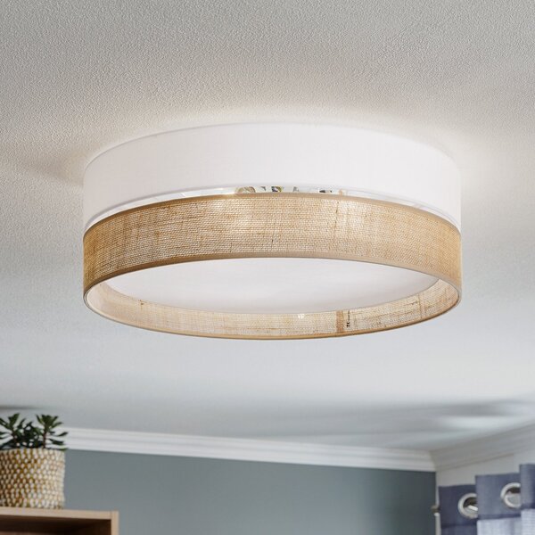 TK Lighting Stropna svetilka Linobianco, Ø 45 cm, zatemnjen, Dnevna soba / jedilnica, Tkanine / tekstil, Sodobni