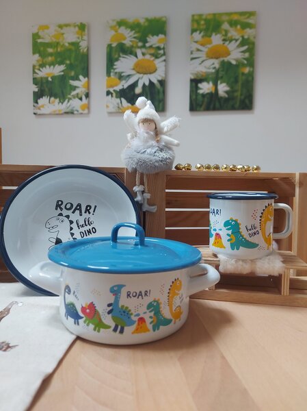 Otroški emajliran set Dinozaver 3/1