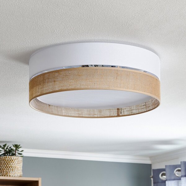 TK Lighting Stropna svetilka Linobianco, Ø 45 cm, zatemnjen, Dnevna soba / jedilnica, Tkanine / tekstil, Sodobni