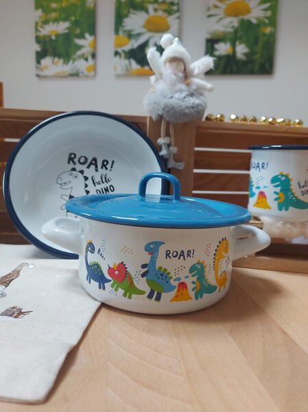 Otroški emajliran set Dinozaver 3/1