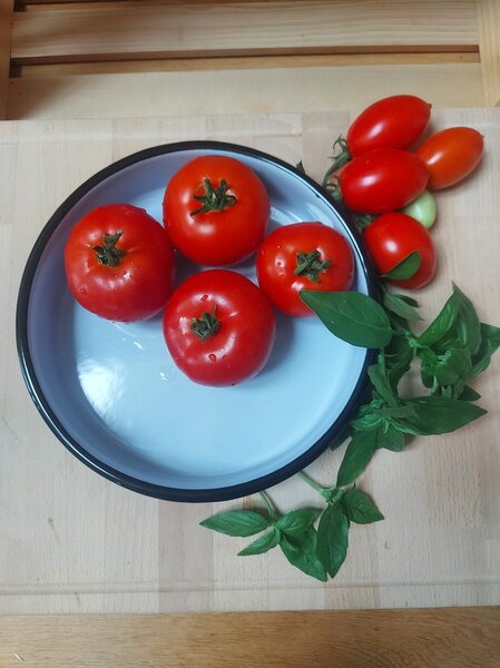 Emajliran okrogli pekač/tepsija. Premer 24cm, modre barve