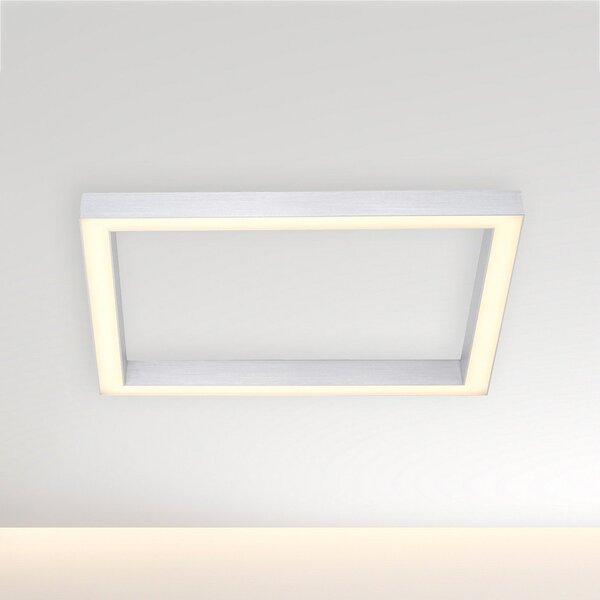 PURE LED stropna svetilka Lines, 55 x cm, srebrna, CCT, daljinski, zatemnjen, Kovinska, Dnevna soba / jedilnica, Kovina, Sodobni