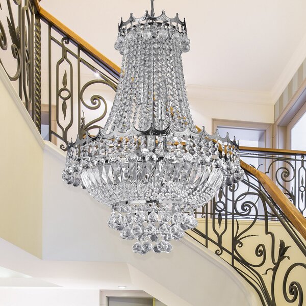 Searchlight Kristalni lestenec Versailles krom 55 cm, zatemnjen, Kovinska, Dnevna soba / jedilnica, Kristal