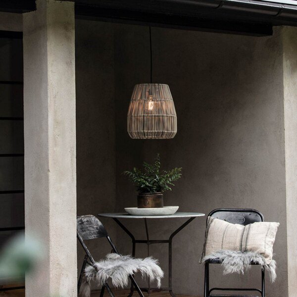 PR Home zunanja viseča svetilka Saigon, siva, Ø 38 cm, kabel 2,5 m, zatemnjen, Siva, Plastika