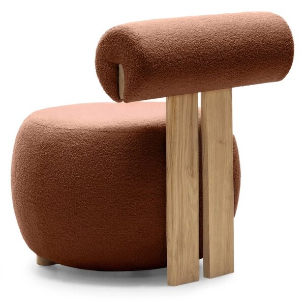 Rjav dizajnerski fotelj HANNA, hrast Now or never 54