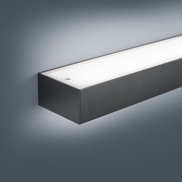 Helestra Theia LED stensko svetilo, mat črna 60 cm, Črna, Kopalnica, Kovina, Sodobni