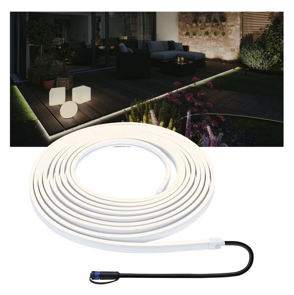 Paulmann Plug & Shine Smooth LED-Stripe 3.000K 10m, zatemnjen, Bela, Plastika, Sodobni