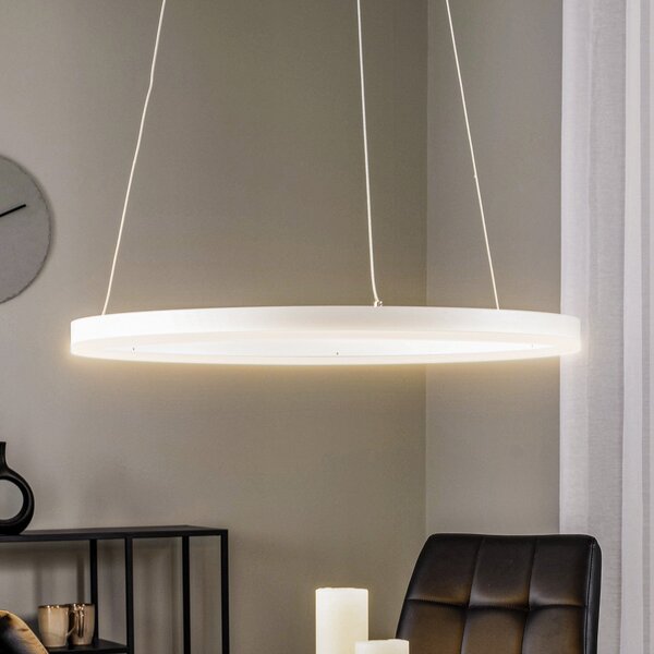 Arcchio LED-visoka svetilka Albiona, bela, 1 obroč, Ø 60 cm, zatemnjen, Bela, Kuhinja, Kovina, Sodobni