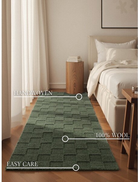 Temno zelen ročno tkan volnen tekač 80x200 cm Scala – Villeroy&Boch