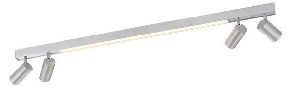 PURE LED stropna svetilka Lines, 120 cm, srebrna, daljinski upravljalnik, zatemnjen, Siva, Dnevna soba / jedilnica, Kovina, Sodobni