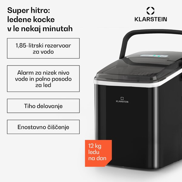 Klarstein Arctic Porter, ledomat, stožčasti kosi ledu, 12 kg / 24 ur, nerjaveče jeklo