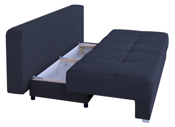 ZOFA S POSTELJNO FUNKCIJO, temno modra tekstil, leseni material