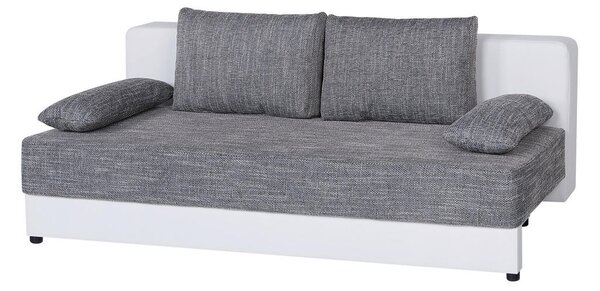 ZOFA S POSTELJNO FUNKCIJO, siva, bela tekstil, leseni material