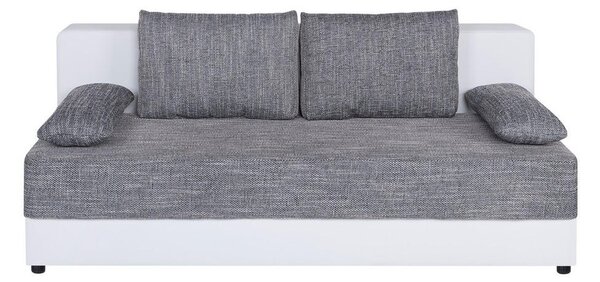 ZOFA S POSTELJNO FUNKCIJO, siva, bela tekstil, leseni material
