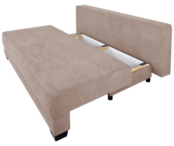 BOXSPRING ZOFA, roza tekstil, leseni material