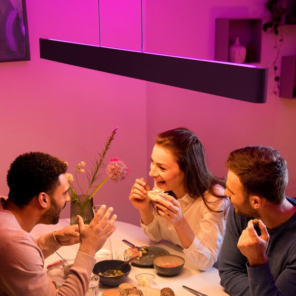 Philips Hue Ensis viseča svetilka, WACA, črna, zatemnjen, Črna, Dnevna soba / jedilnica, Kovina, Sodobni