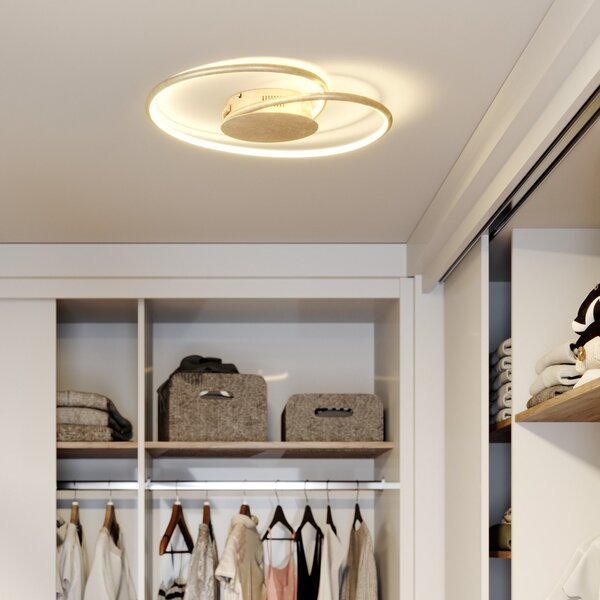 Lindby LED stropna svetilka Joline, Ø 45 cm, zlata barva, kovina, Zlata / medeninasta, Dnevna soba / jedilnica, Kovina, Sodobni