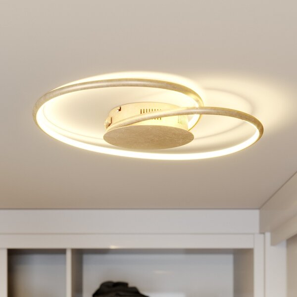 Lindby LED stropna svetilka Joline, Ø 45 cm, zlata barva, kovina, Zlata / medeninasta, Dnevna soba / jedilnica, Kovina, Sodobni