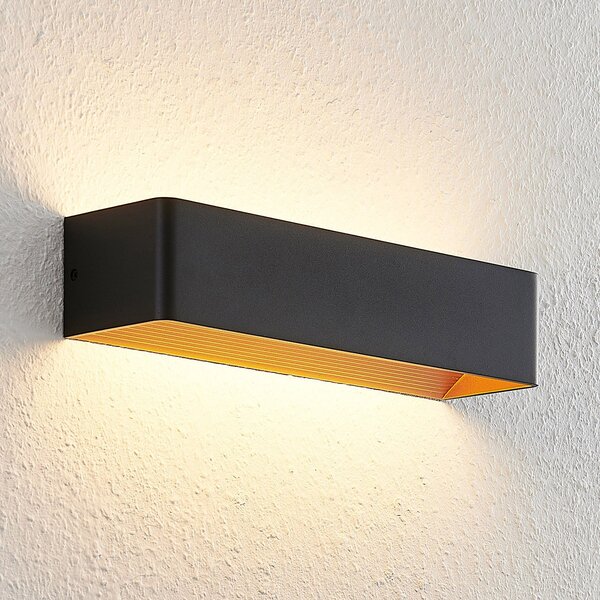 Arcchio LED stenska svetilka Karam, 37 cm, črna, kovina, gor/dol, zatemnjen, Črna, Dnevna soba / jedilnica, Aluminij, Sodobni