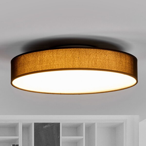 Lindby LED stropna svetilka Saira, Ø 40 cm, črna, tekstil, Črna, Dnevna soba / jedilnica, Tkanine / tekstil, Sodobni