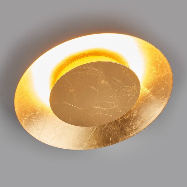 Lindby LED stropna svetilka Keti, Ø 35 cm, zlata, okrogla, kovinska, Zlata / medeninasta, Hodnik, Kovina, Sodobni, Okrogla stena
