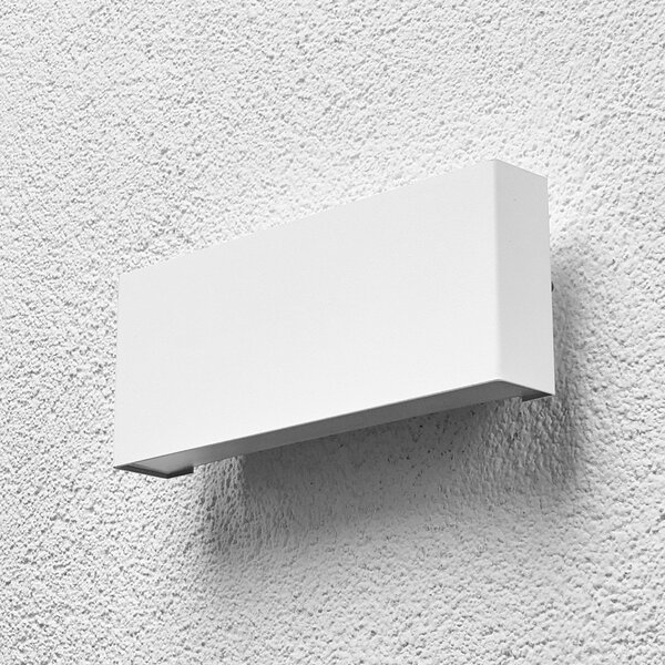 Lindby LED zunanje stensko svetilo Safira, kovinsko, navzgor/navzdol, IP44, Bela, Aluminij, Sodobni
