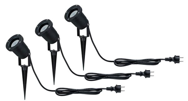 Paulmann Special Line LED-zemeljski kolik, komplet 3 kosov, GU10, Črna, Kovina