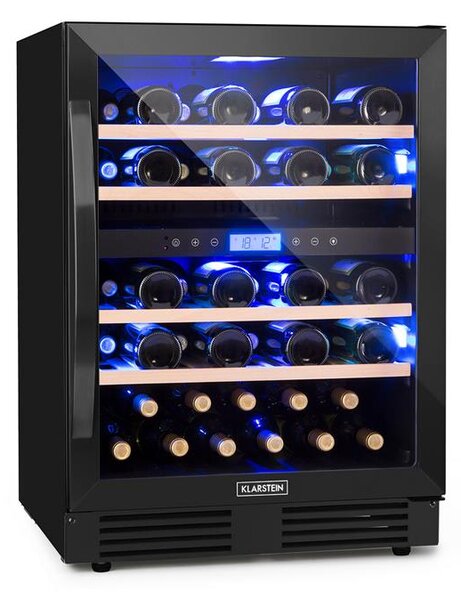 Klarstein Vinovilla Onyx 43, hladilnik za vino z dvema hladilnima conama, 129 l, 43 steklenic, 3 barve