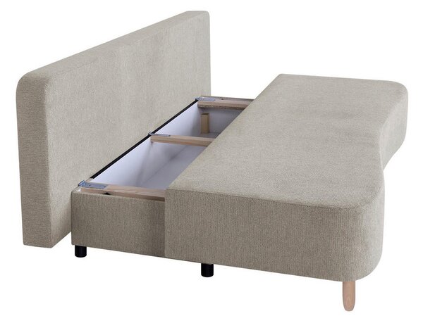 ZOFA S POSTELJNO FUNKCIJO, bež tekstil, leseni material