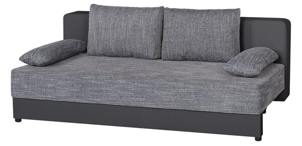 ZOFA S POSTELJNO FUNKCIJO, siva tekstil, leseni material