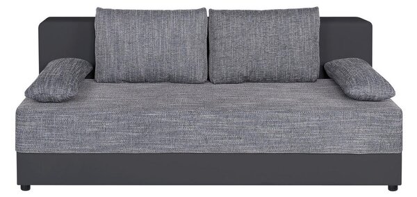 ZOFA S POSTELJNO FUNKCIJO, siva tekstil, leseni material