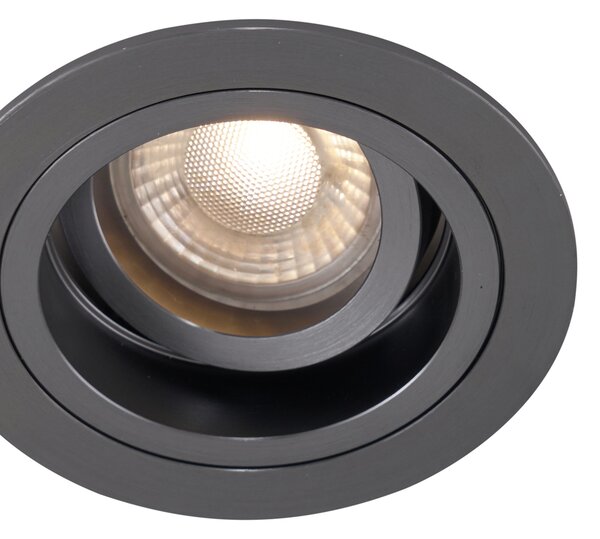 Komplet 6 modernih vgradnih reflektorjev Gunmetal GU10 50 mm okrogli, nastavljivi - Chuck