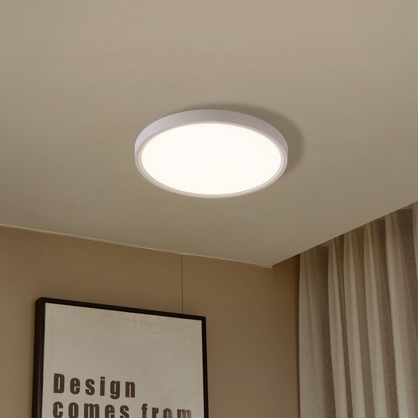 Lindby Smart LED stropna svetilka Deika, Ø 40 cm, bela, Tuya, zatemnjen, Bela, Dnevna soba / jedilnica, Plastika, Sodobni