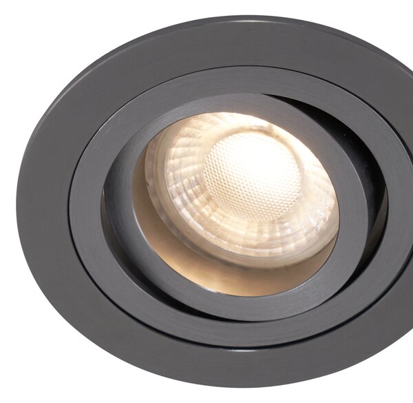 Komplet 6 modernih vgradnih reflektorjev Gunmetal GU10 50 mm okrogli nagibni - Rondoo