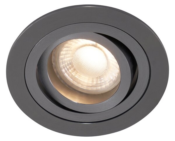 Komplet 6 modernih vgradnih reflektorjev Gunmetal GU10 50 mm okrogli nagibni - Rondoo