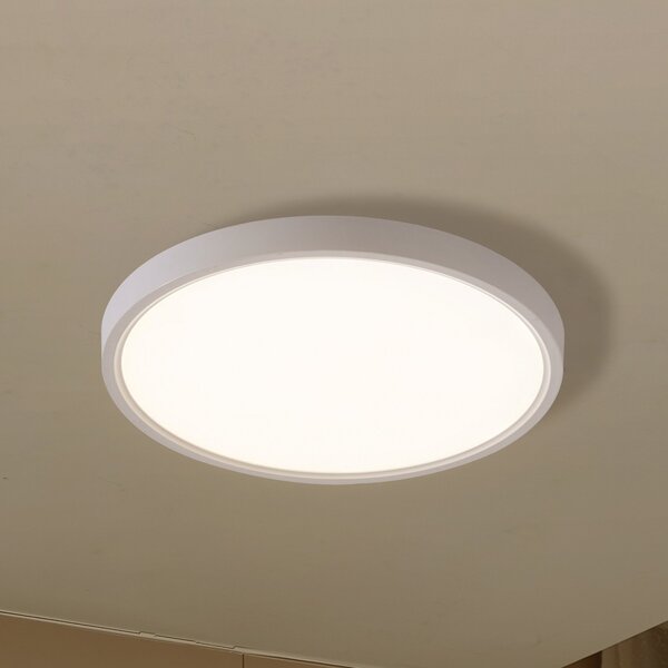Lindby Smart LED stropna svetilka Deika, Ø 40 cm, bela, Tuya, zatemnjen, Bela, Dnevna soba / jedilnica, Plastika, Sodobni