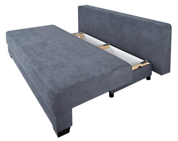 BOXSPRING ZOFA, siva tekstil, leseni material