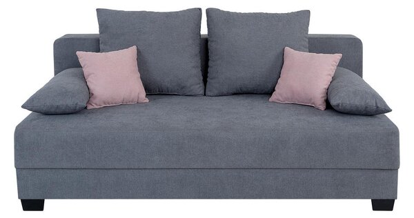 BOXSPRING ZOFA, siva tekstil, leseni material
