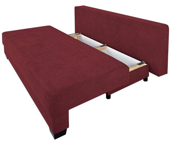 Sofa Mia mit Schlaffunktion, rdeča tekstil, leseni material