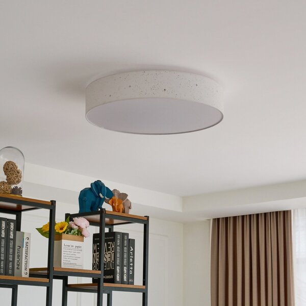 Lindby LED stropna svetilka Ellamina, Ø 60 cm, bela, tekstil, zatemnjen, Bela, Dnevna soba / jedilnica, Tkanine / tekstil, Sodobni