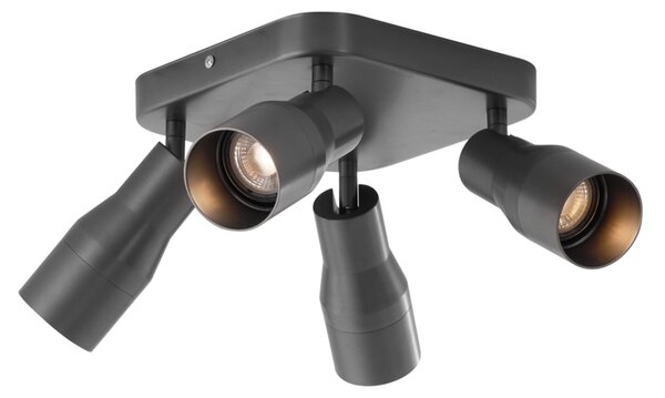 Stropni reflektor Stanley kvadratni GU10 50 mm 4-lučni - kovinsko siva